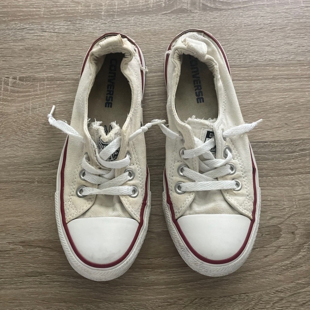 Women’s Sneakers White Converse Chucks Flat Slip On Canvas Shoes Size 6